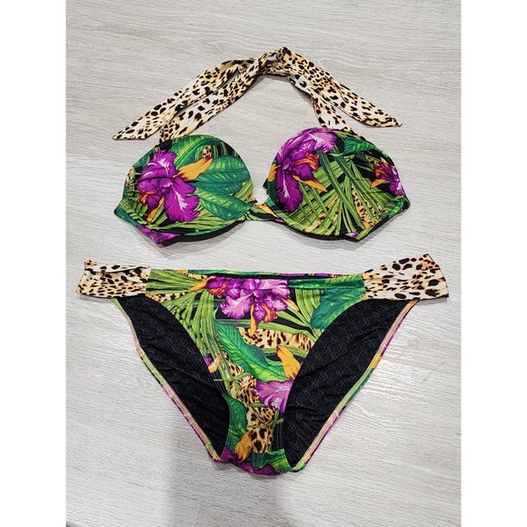 Victoria's Secret Other - Victorias Secret Bombshell Swimsuit Two-Piece Bikini Womens L Multicolor Floral
